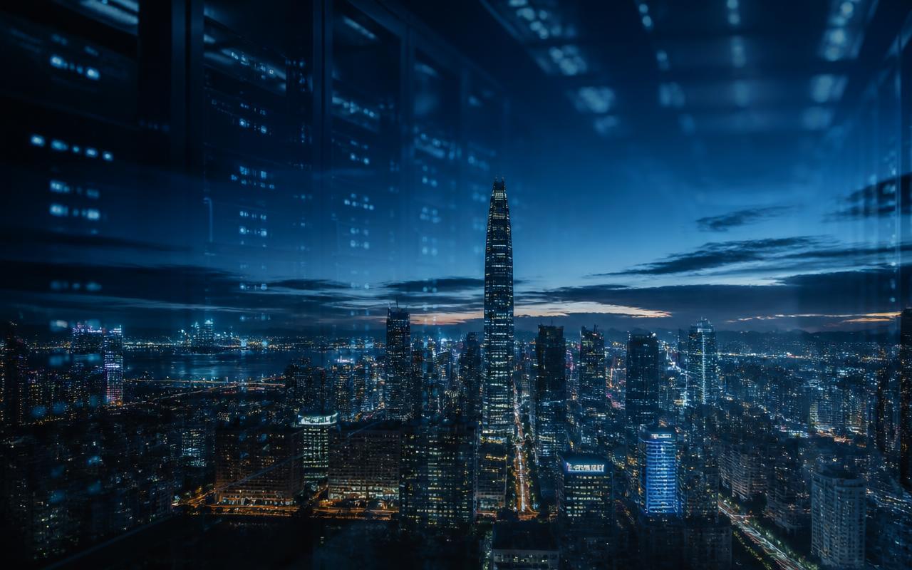 深圳城市科技夜景，象徵算力與產業資源
